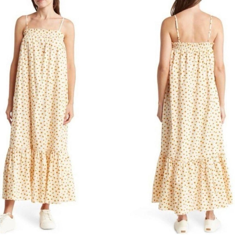 WeWoreWhat Smocked MIDI Ditsy Daisies